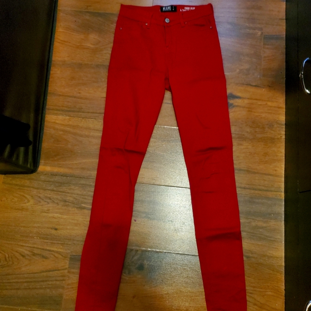 HIGH RISE MIAMI RED SKINNY PANTS